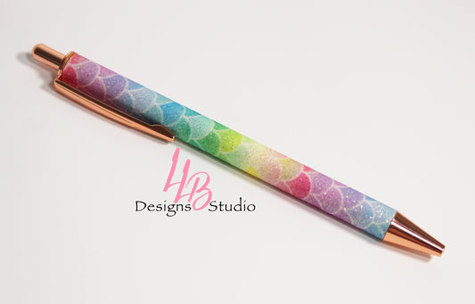 Rainbow Mermaid Glitter Clickable Pen