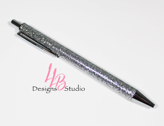 Silver Glitter Clickable Pen