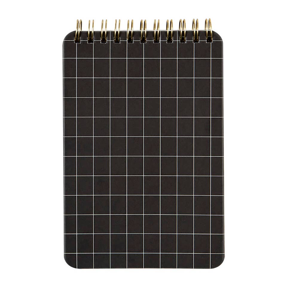 Black Grid Spiral Notebook