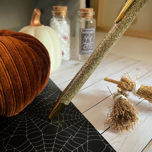 Gold Glitter Clickable Pen