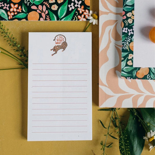 I Do What I Want Cheetah Illustrated Desk Notepad